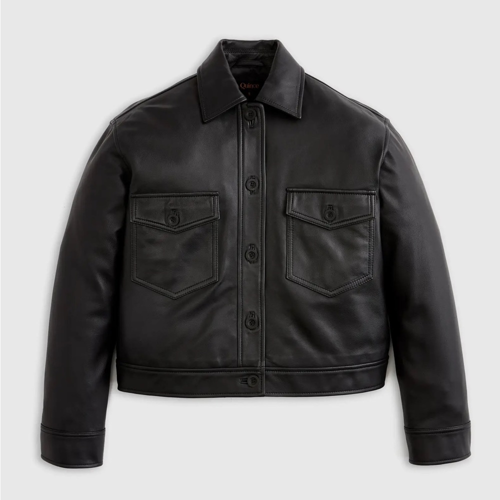 Quince Classic Black Leather Jacket